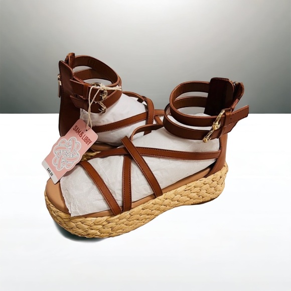 NIB Sam & Libby SZ 7 Brown Strappy Gladiator Sandals - Picture 4 of 5
